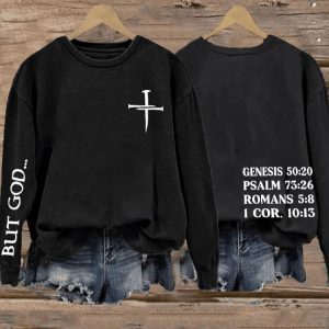 WomenS But God Print Casual Sweatshirt
