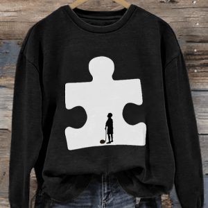 WomenS Casual Autism Awareness Long Sleeve Sweatshirt