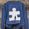 Casual Women’S Autism Awareness Printed Long Sleeve Sweatshirt