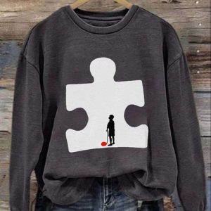 WomenS Casual Autism Awareness Printed Long Sleeve Sweatshirt 2