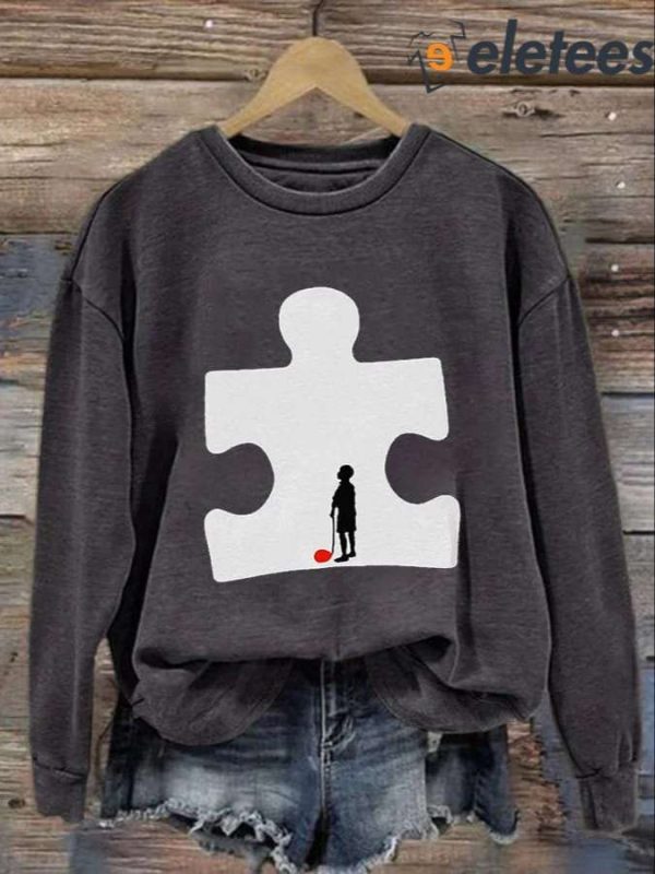 Casual Women’S Autism Awareness Printed Long Sleeve Sweatshirt