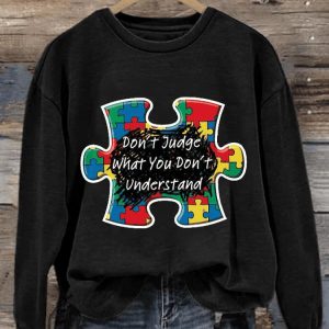 WomenS Casual Autism Awareness Printed Long Sleeve Sweatshirt