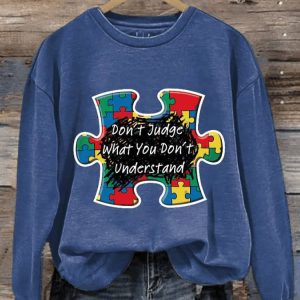 WomenS Casual Autism Awareness Printed Long Sleeve Sweatshirt2