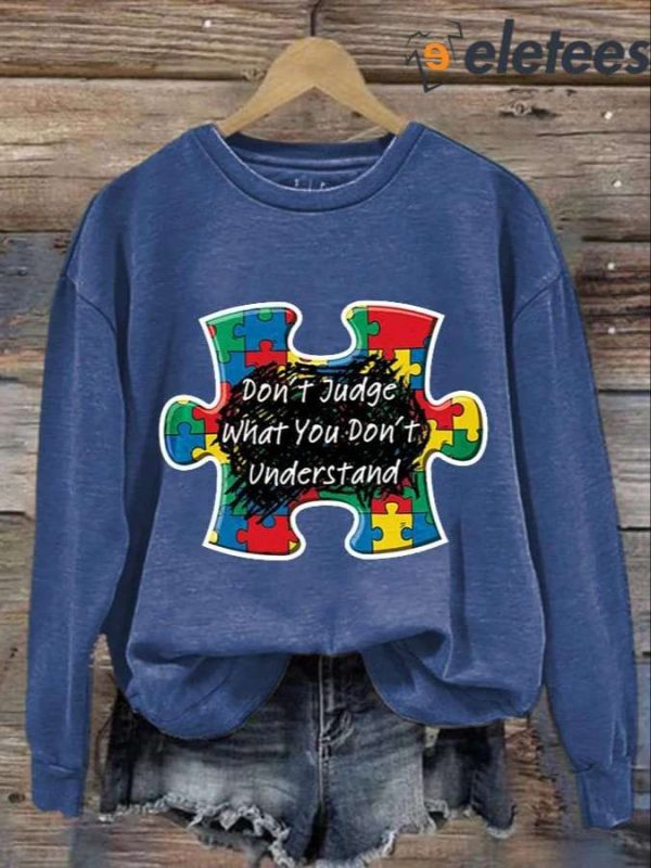 Women’S Casual Autism Awareness Printed Sweatshirt