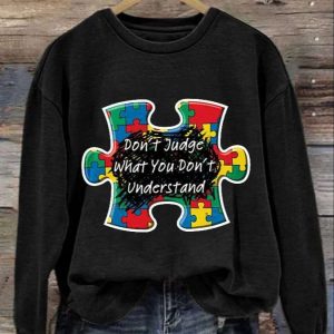Women'S Casual Autism Awareness Printed Sweatshirt
