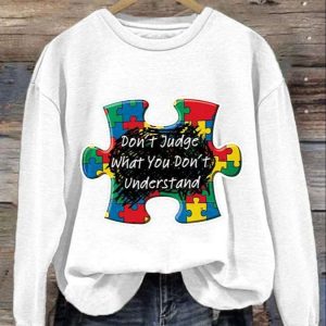 WomenS Casual Autism Awareness Printed Sweatshirt 3