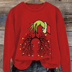 WomenS Casual Christmas Nurse Respiratory Therapist Printed Sweatshirt1