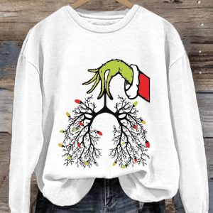 WomenS Casual Christmas Nurse Respiratory Therapist Printed Sweatshirt2