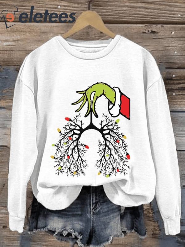 Women’S Casual Christmas Nurse Respiratory Therapist Printed Sweatshirt