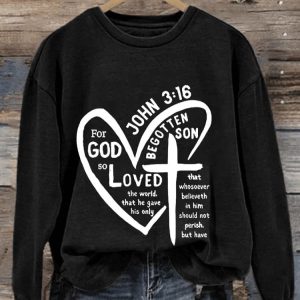 WomenS For God So Love Print Casual Sweatshirt