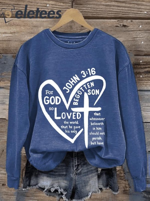 Women’S For God So Love Print Casual Sweatshirt