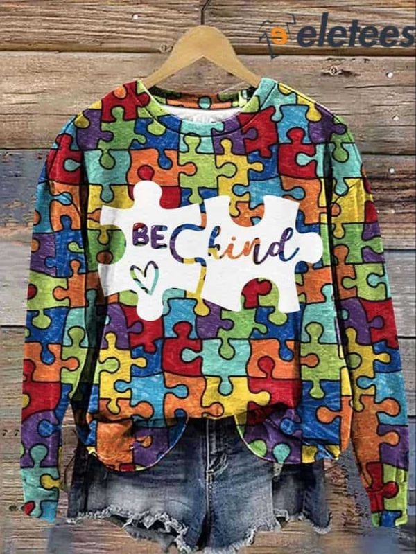 Women’s Autism Awareness Print Long Sleeve Sweatshirt