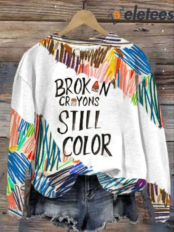 Women’s Broken Crayons Still Color Print Hoodie