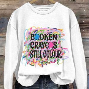 Womens Broken Crayons Still Colour Print Sweatshirt 4
