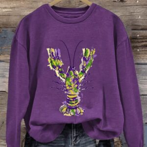 Womens Carnival Crawfish Print Sweatshirt