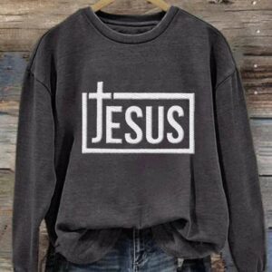 Women's Casual Jesus Printed Long Sleeve Sweatshirt