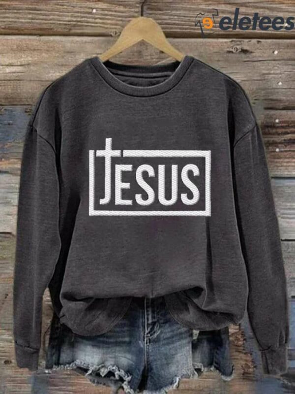 Women’s Casual Jesus Printed Long Sleeve Sweatshirt