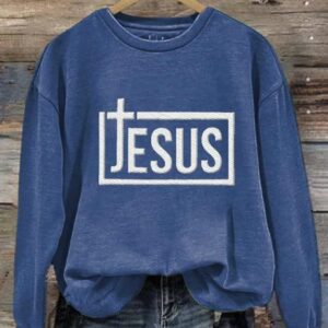 Womens Casual Jesus Printed Long Sleeve Sweatshirt 2