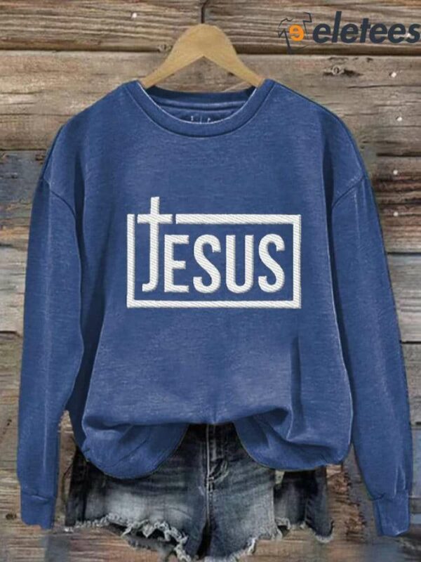 Women’s Casual Jesus Printed Long Sleeve Sweatshirt