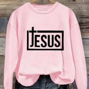 Womens Casual Jesus Printed Long Sleeve Sweatshirt 3