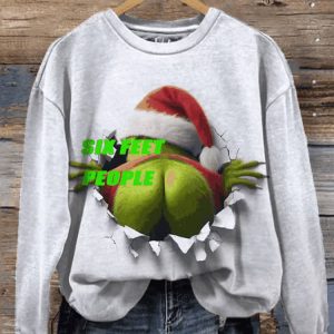 Women’s Christmas Green Furry Monster SIX FEET PEOPLE Sweatshirt