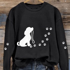 Womens Cute Paw Print Dog Lovers Casual Sweatshirt