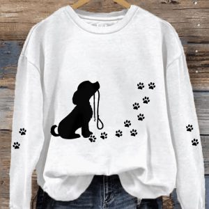 Womens Cute Paw Print Dog Lovers Casual Sweatshirt1