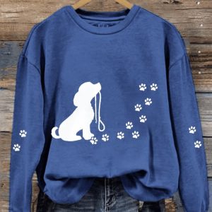 Womens Cute Paw Print Dog Lovers Casual Sweatshirt2