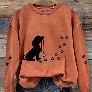 Womens Cute Paw Print Dog Lovers Casual Sweatshirt3