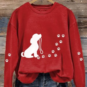 Womens Cute Paw Print Dog Lovers Casual Sweatshirt4