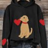 Women’s Dog Love Print Hoodie