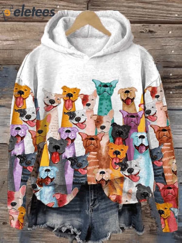 Women’s Fun Dogs Print Casual Hoodie