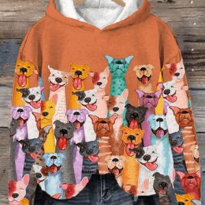 Womens Fun Dogs Print Casual Hoodie1