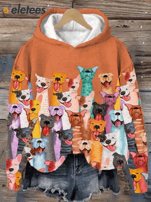 Women’s Fun Dogs Print Casual Hoodie