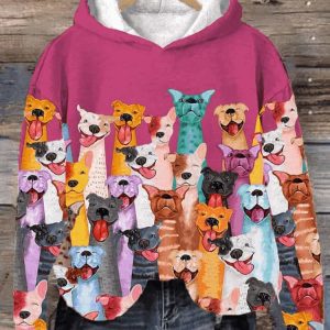 Womens Fun Dogs Print Casual Hoodie2