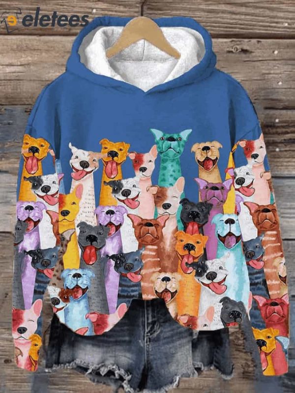 Women’s Fun Dogs Print Casual Hoodie