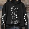 Women’s Funny Animal Dog Paw Heart Print Hoodie