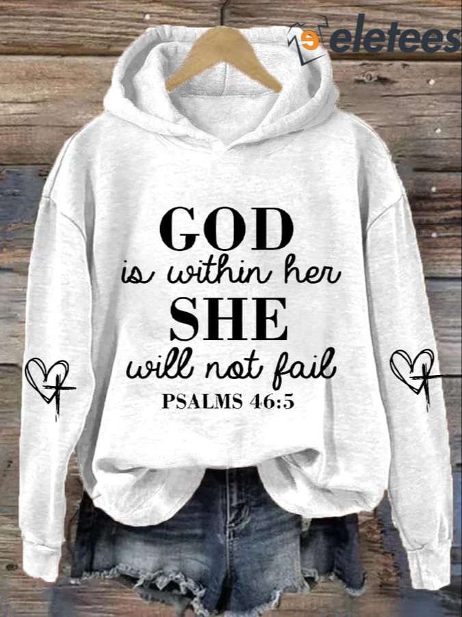 God Is Within Her She Will Not Fall Crewneck Sweatshirt - Fabrics Of Faith