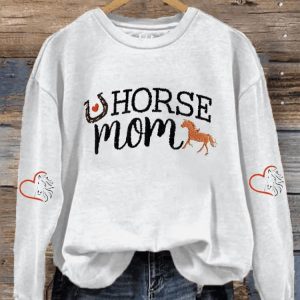 Womens Horse Mom Horse Lover Print Sweatshirt