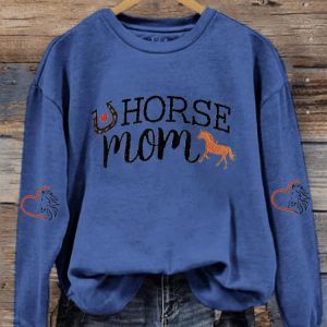 Womens Horse Mom Horse Lover Print Sweatshirt1