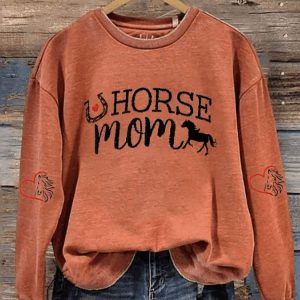Womens Horse Mom Horse Lover Print Sweatshirt2