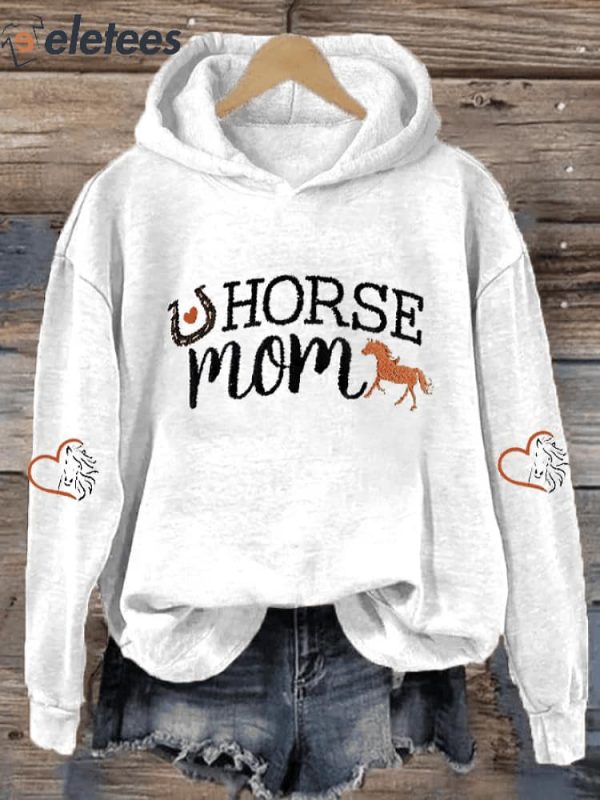 Women’s Horse Mom Horse Lover Printed Hooded Sweatshirt