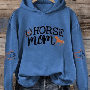 Womens Horse Mom Horse Lover Printed Hooded Sweatshirt1