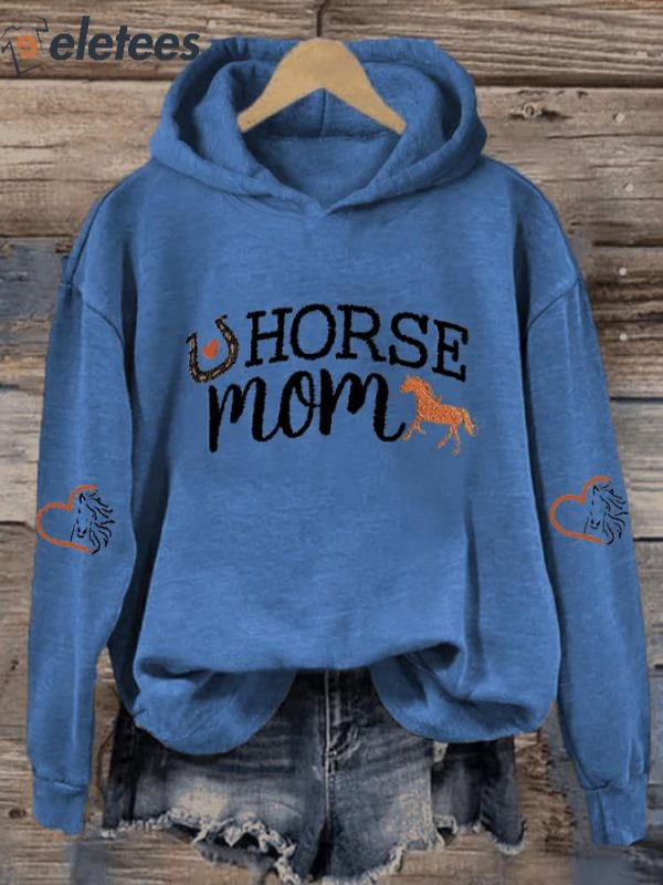 Women’s Horse Mom Horse Lover Printed Hooded Sweatshirt
