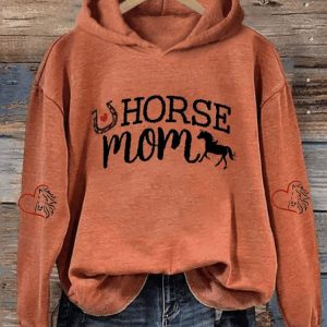 Womens Horse Mom Horse Lover Printed Hooded Sweatshirt2