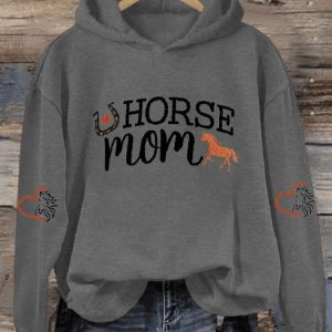 Womens Horse Mom Horse Lover Printed Hooded Sweatshirt3