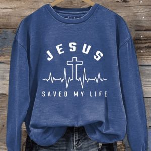 Womens Jesus Saved My Life Print Sweatshirt2