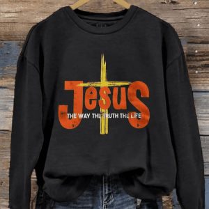 Womens Jesus The Way The Truth The Life Cross Print Sweatshirt