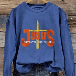 Womens Jesus The Way The Truth The Life Cross Print Sweatshirt1