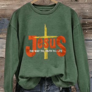 Womens Jesus The Way The Truth The Life Cross Print Sweatshirt2